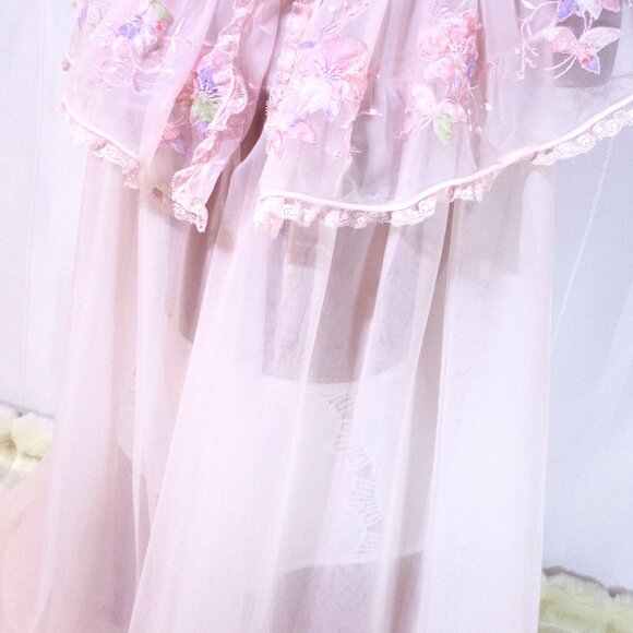 Vintage Lacy Laros Double Nylon Nightie M/L - Picture 8 of 9